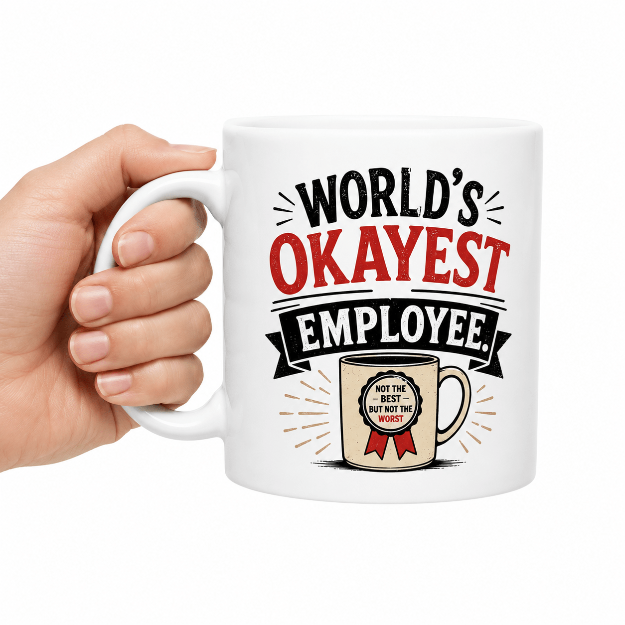 Worlds Okayest Employee Mug - Image 3